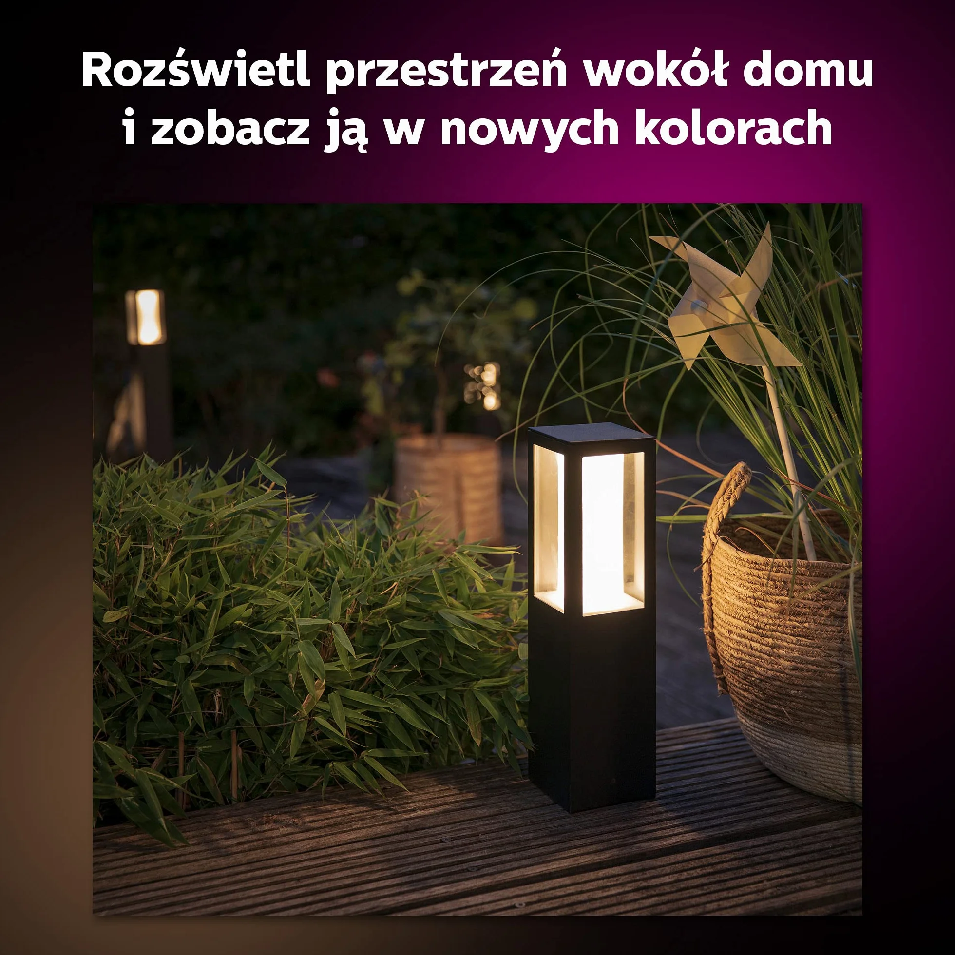 Philips Hue Impress White and Color Ambiance Zewnętrzna lampa stojąca LED niska 16 mln kolorów sterowanie aplikacją