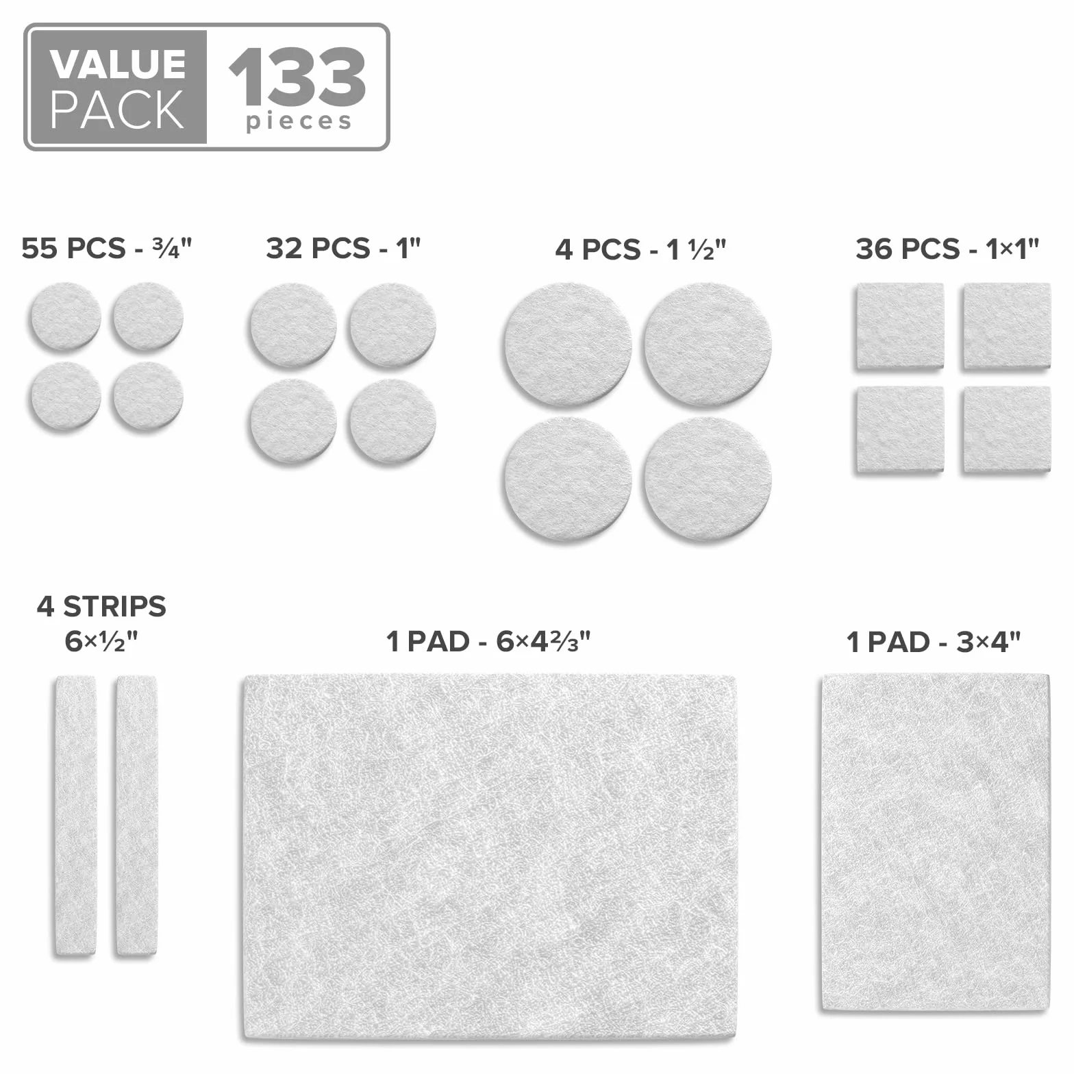 X-PROTECTOR Filcowe podkładki meblowe 133 PCS - Samoprzylepne do podłóg drewnianych
