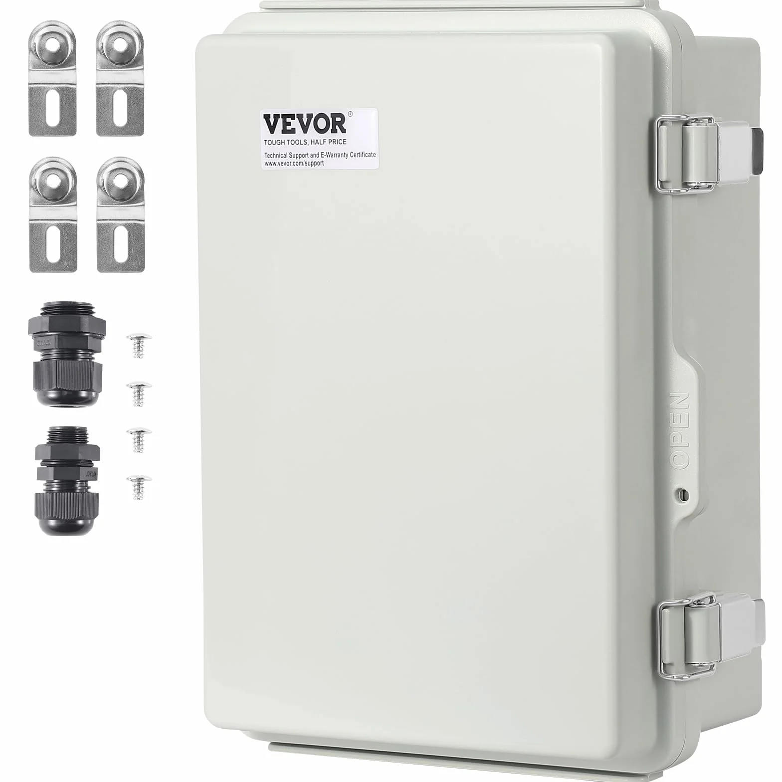 VEVOR Elektryczna skrzynka przyłączeniowa pokrywa z zawiasami do skrzynki elektrycznej ABS 300x200x180mm zatrzask ze stali nierdzewnej wodoodporny IP67 pyłoszczelny do projektów elektrycznych