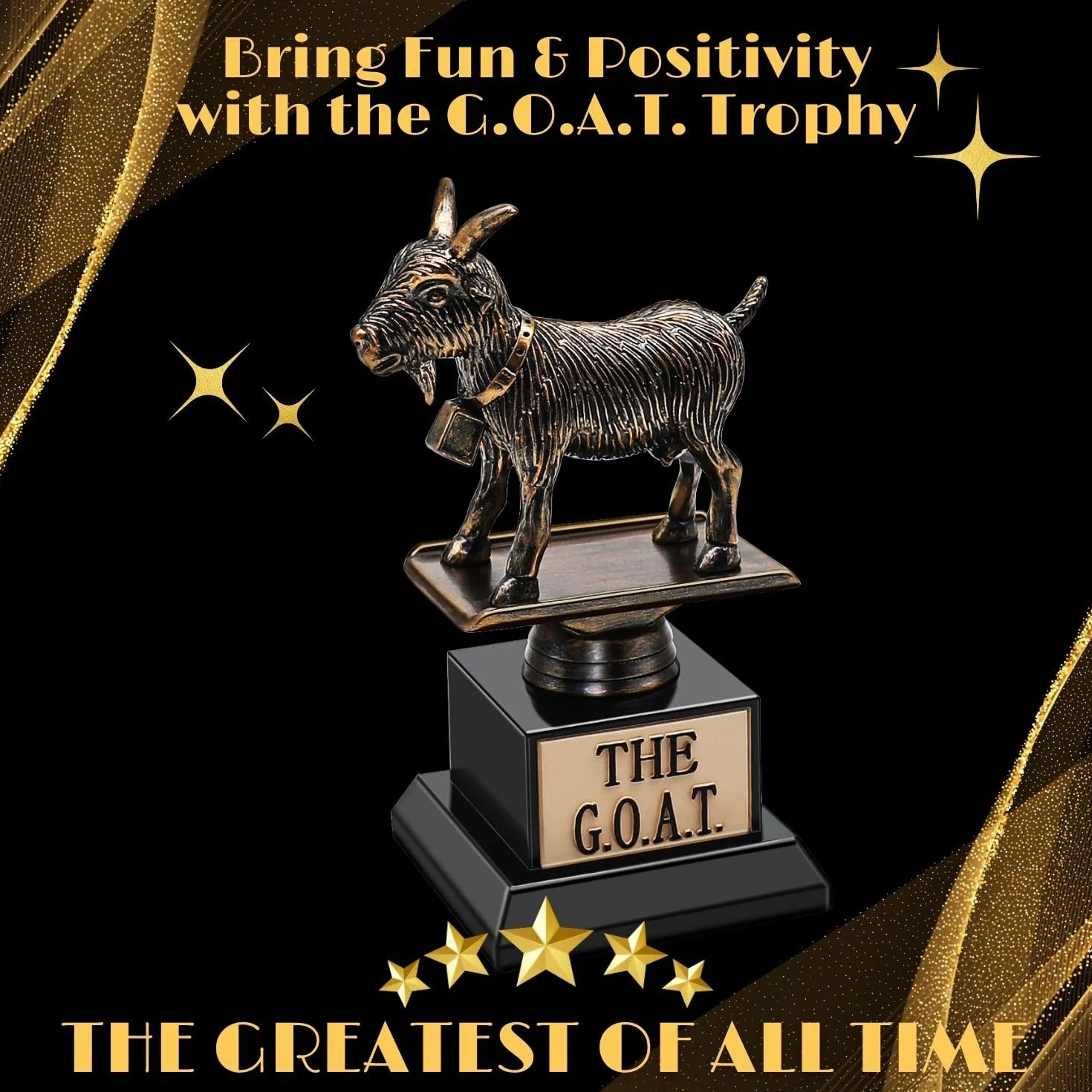 Flexzion Nagroda The Goat Trophy Award - najlepsze wszechczasów zabawne trofeum dla dorosłych, grawerowany talerz z statuetką, unikalna tablica podarunkowa z uznaniem dla sportów fantasy, pracownika,