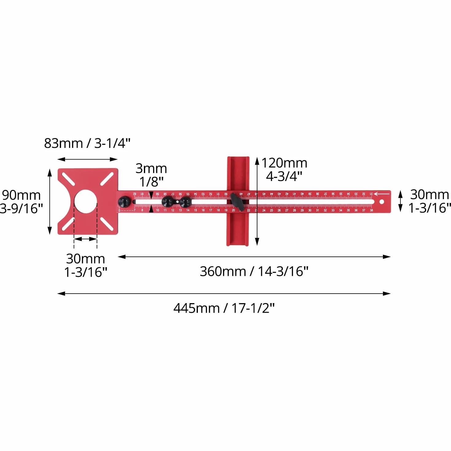 QWORK® Regulowany aluminiowy kompas frezowy, promień 90-370 mm, kompatybilny z Makita
