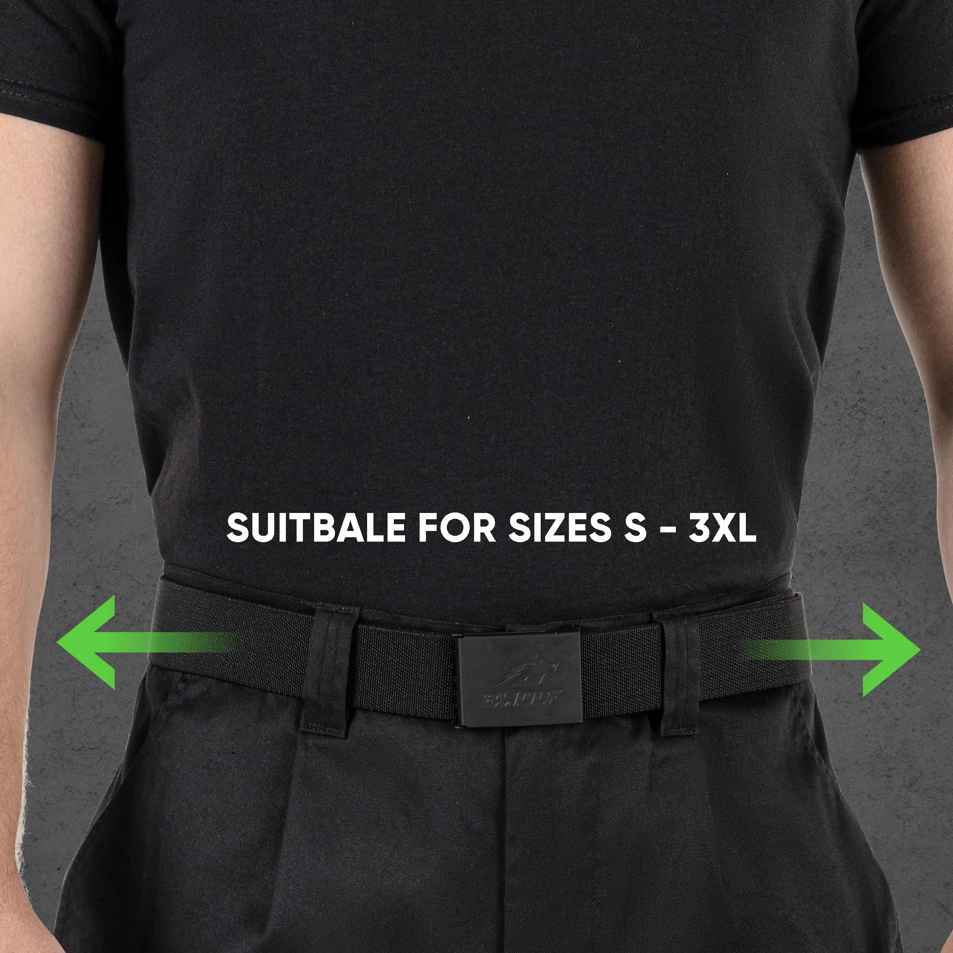 BWOLF ZANE Elastischer Arbeitsgürtel – Verstellbarer, langlebiger Gürtel für Arbeitshose und täglichen Gebrauch (Schwarz, 135 cm)