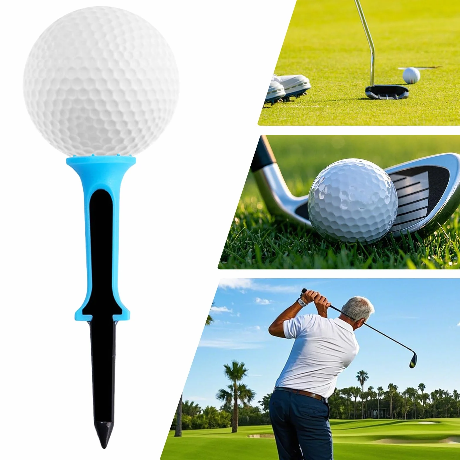 Tees Golf Set, Training Aids, Practice Pegs, Compact Turf Accessories, Indoor Outdoor Use, Coaching Support for Course Range Yard Travel Events, 80 mm, 5 Pieces