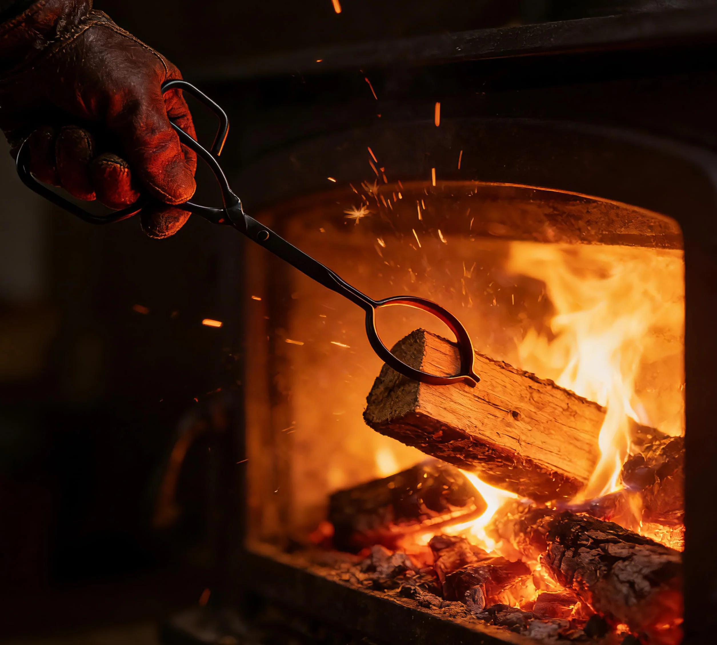Kingson Szczypce kominkowe o długości 43 cm – chwytak do drewna z dużym uchwytem, konstrukcja nitowana – palenisko, grill, narzędzie do grillowania i drewna