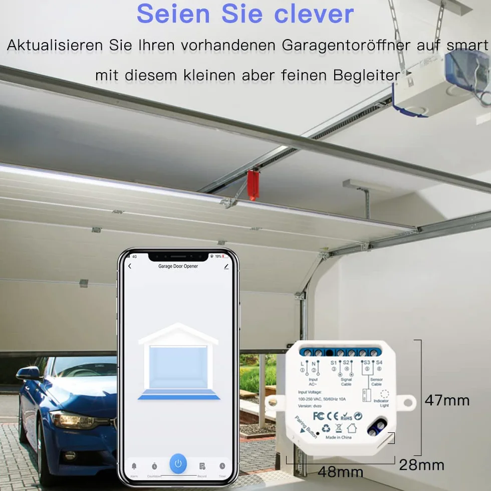 LoraTap Smart WLAN otwieracz do bramy garażowej moduł przekaźnika z czujnikiem Reed sterowanie aplikacją Smart Life Tuya Alexa