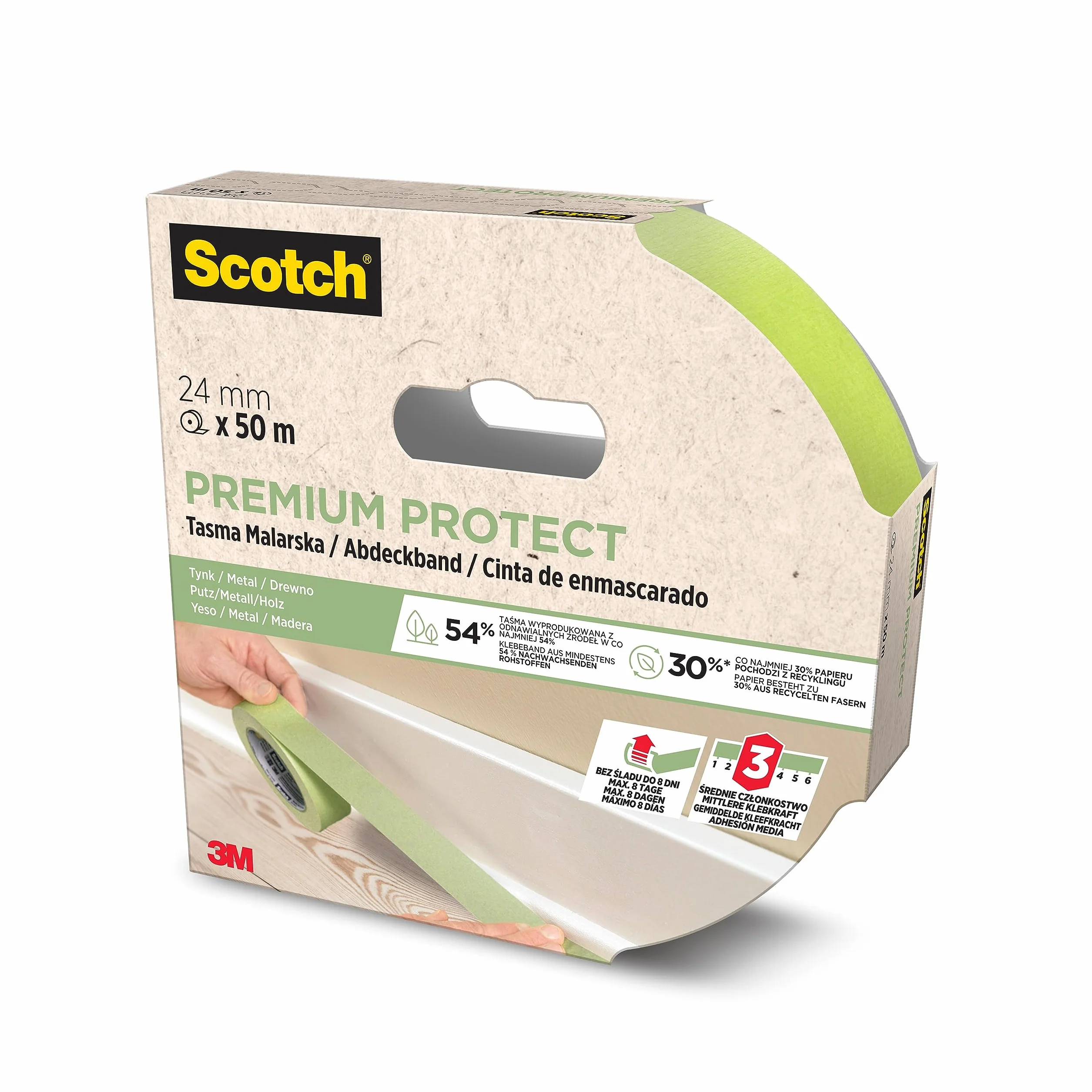 Scotch Premium Protect Taśma maskująca 24 mm x 50 m 70% PEFC