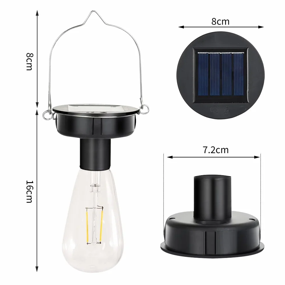 Lampy solarne do ogrodu 8 cm zamiennik żarówki LED modułu solarnego panelu słonecznego wiszące 2 sztuki