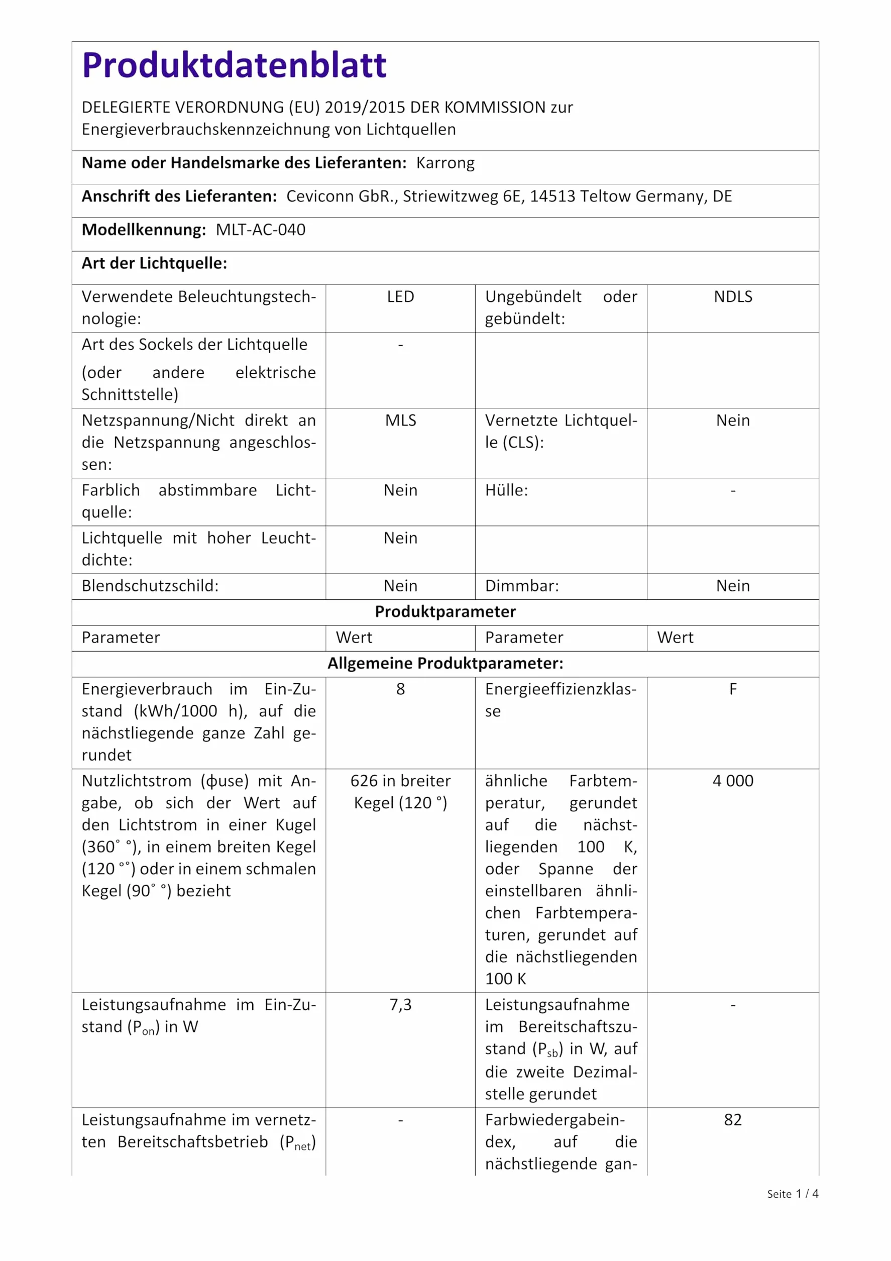 Karrong Lampa LED do lustra łazienkowego 40 cm 8 W 1000 lm 4000 K IP44 wodoszczelna