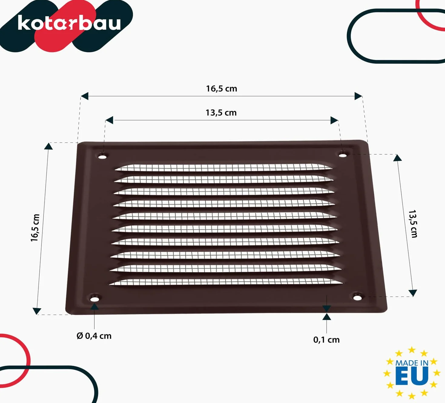 KOTARBAU® Kratka Wentylacyjna 165 X 165 MM Stal Brązowa