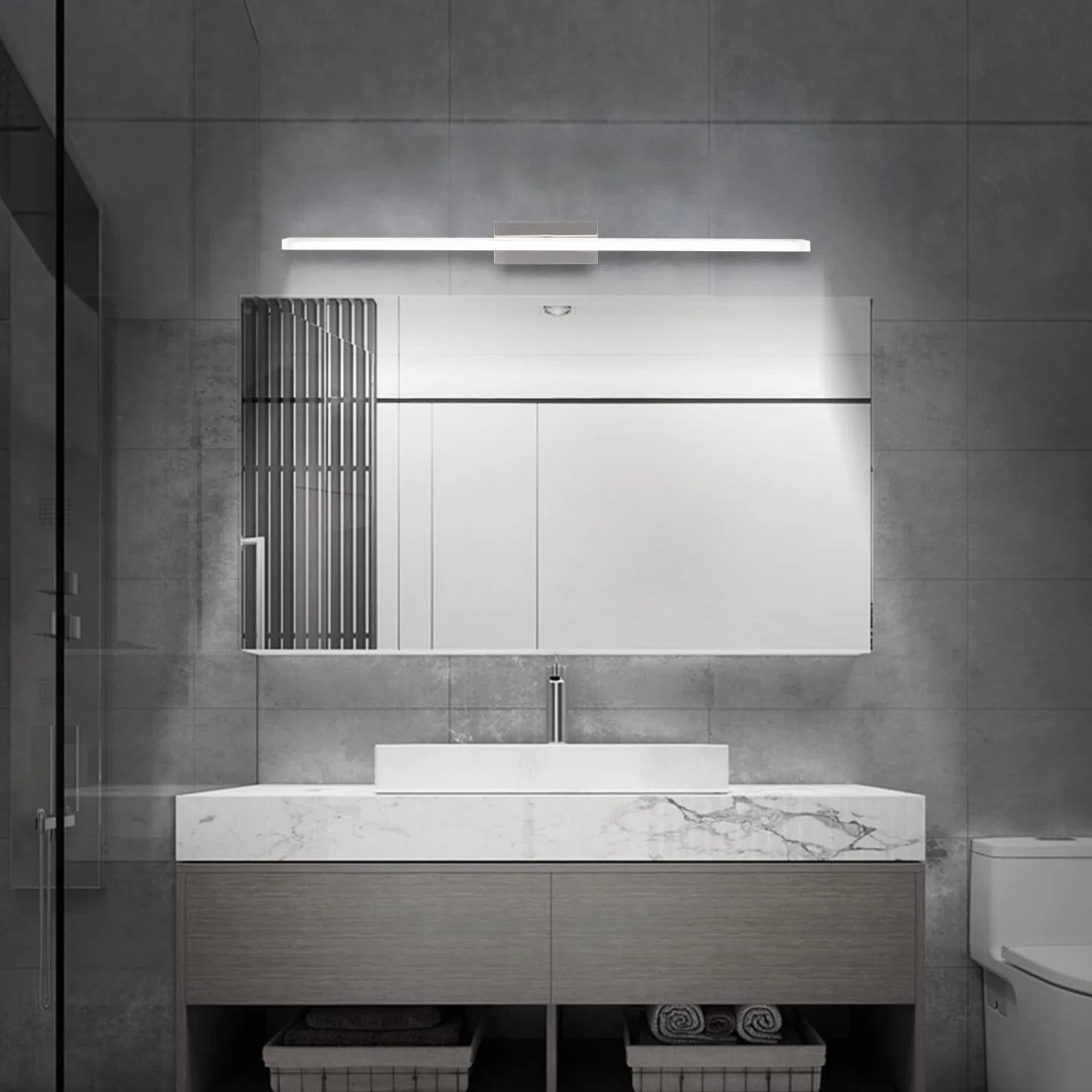 Lampa łazienkowa na lustro ze stali nierdzewnej 60 cm 15 W 1600 lm IP44 zimna biel 6000 K