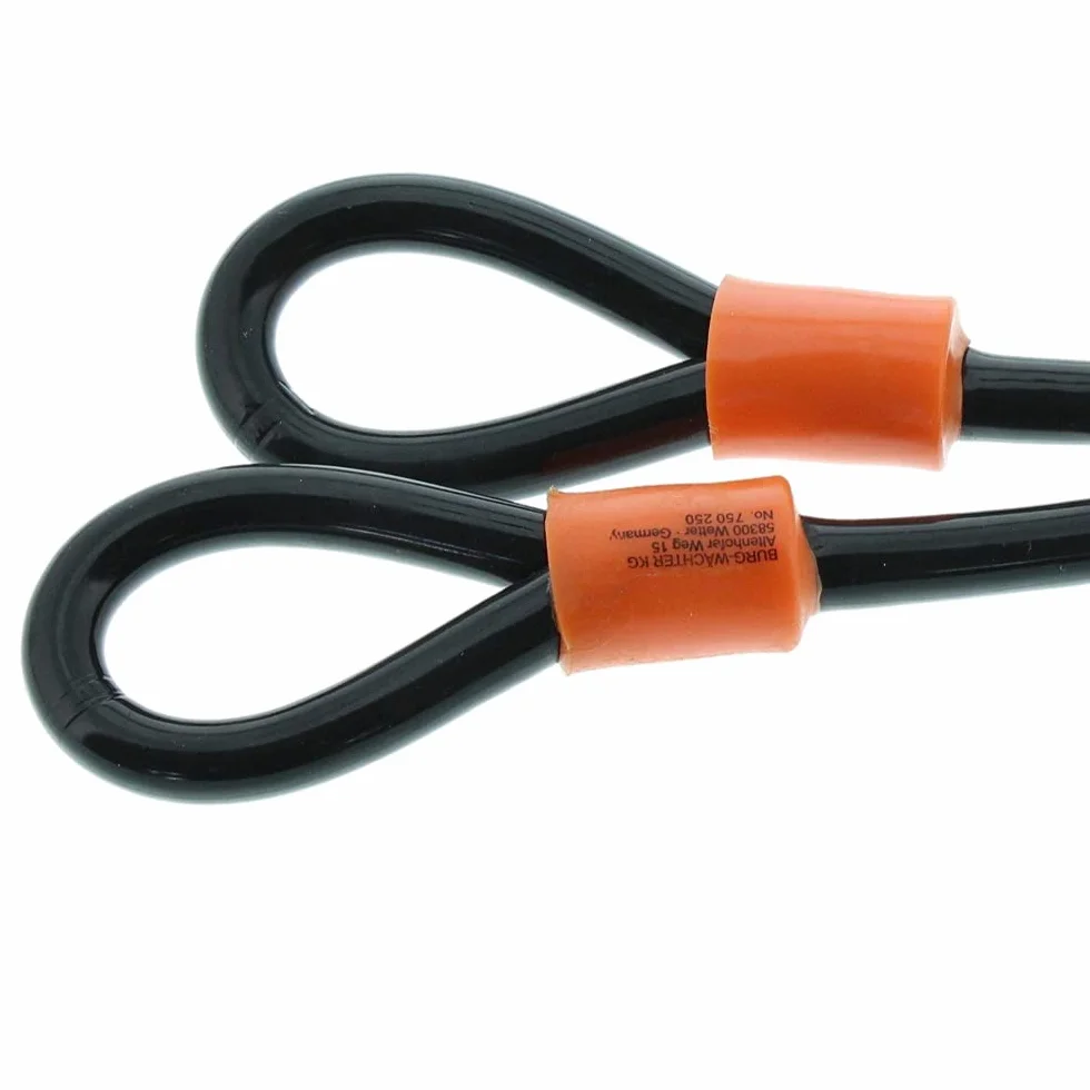 BURG-WÄCHTER Kabel spiralny z dwoma oczkami 750 250, Linka uniwersalna 2,5 m, Czarny, Ochrona przed kradzieżą