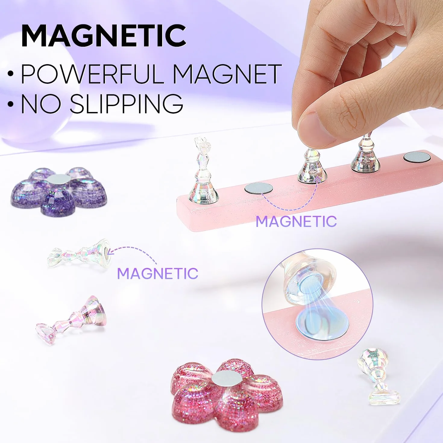 Nicedeco Magnetic stojak na paznokcie Practice Holder uchwyt na paznokcie do ćwiczeń uchwyt na paznokcie stojak na paznokcie do samodzielnego manicure i nakładania paznokci, zawiera 96 sztuk gliny