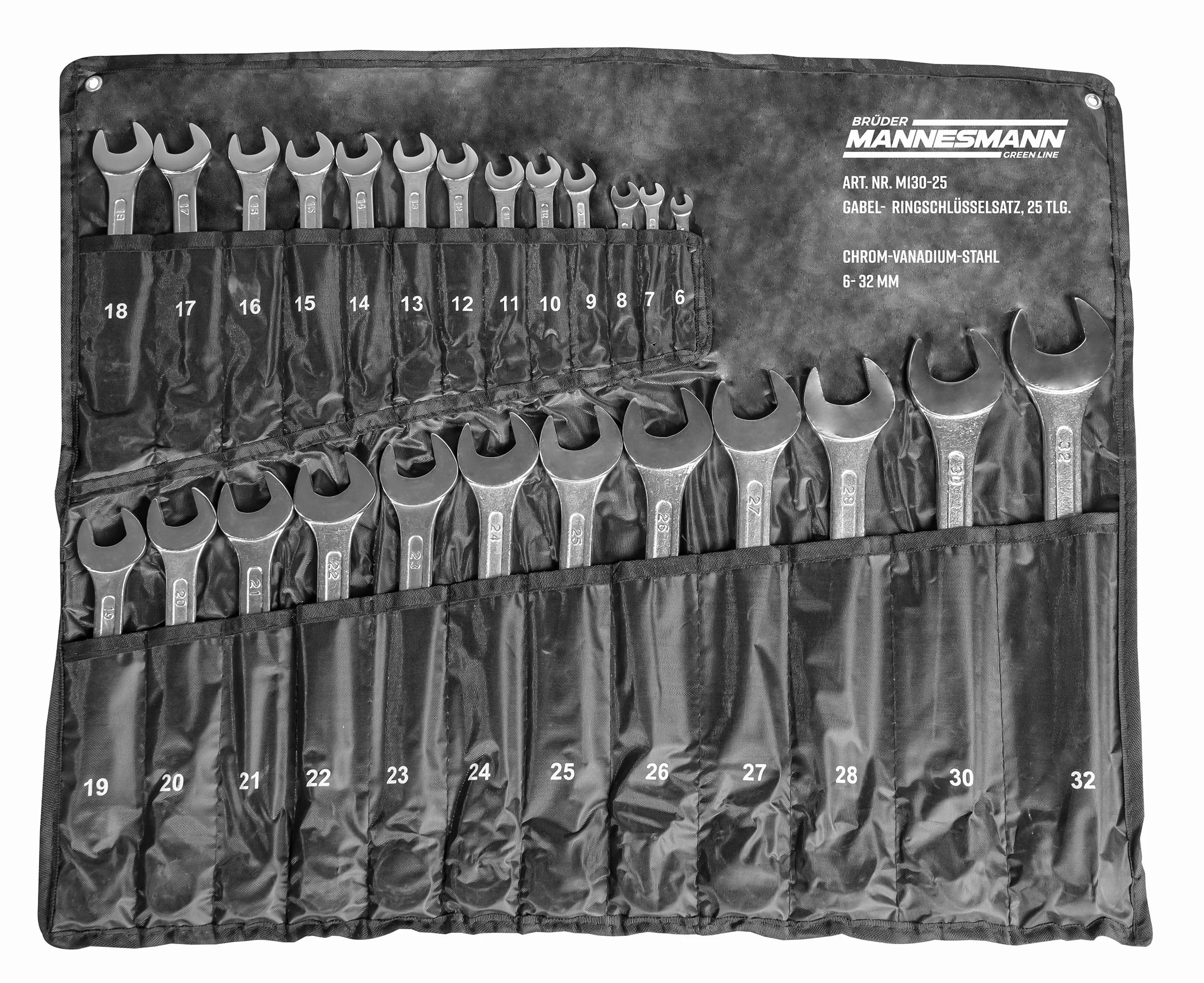 Mannesmann zestaw kluczy płasko-oczkowych 7-32 mm 25 sztuk