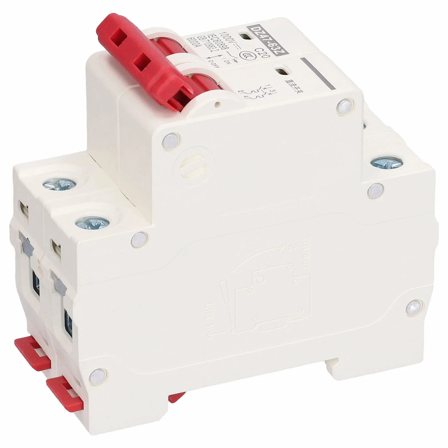 Wyłącznik Miniaturowy DC 2P 1000V 20A Solarny Izolator Fotowoltaiczny C20