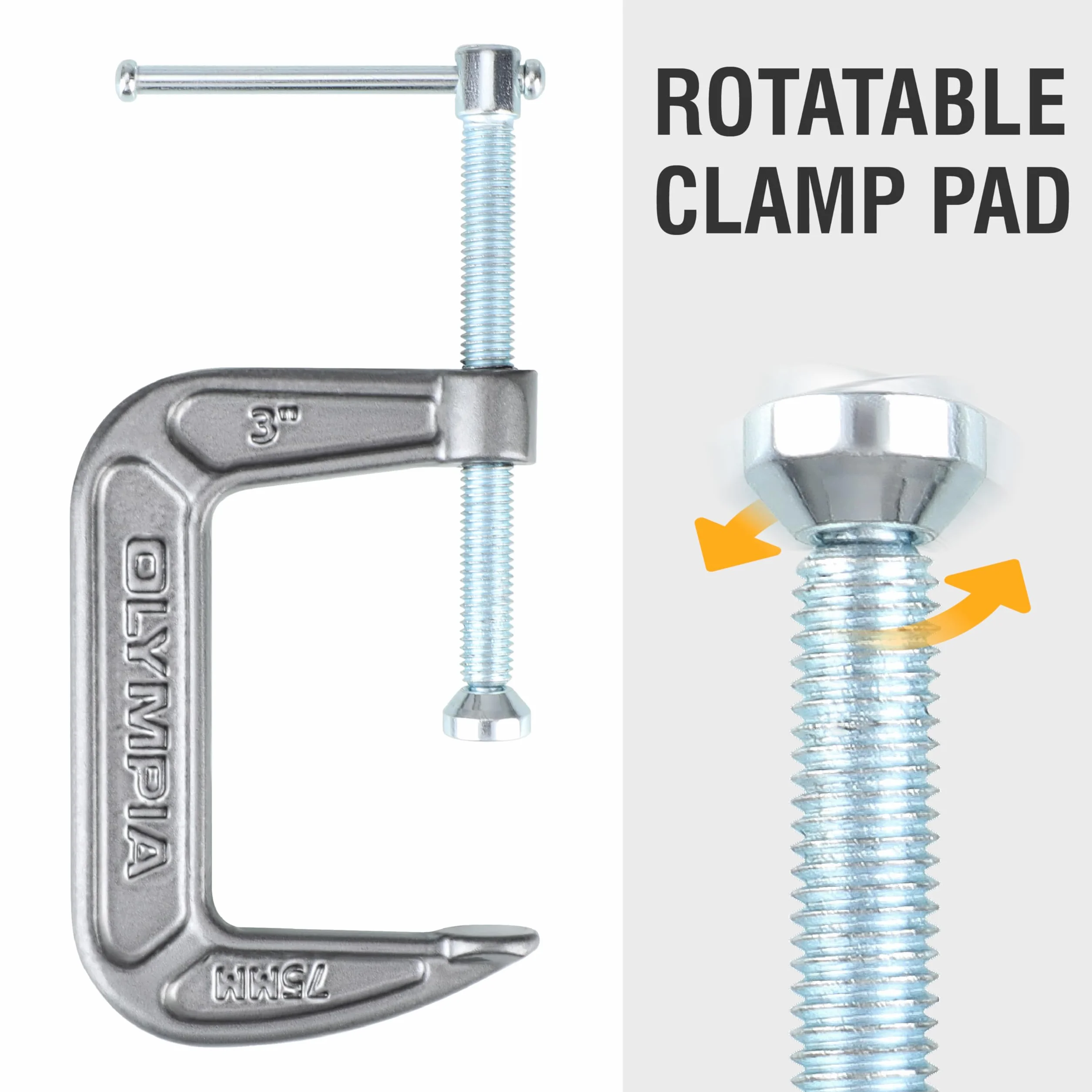 Olympia Tools Zaciski typu C żeliwne 7.6 cm 3 szt