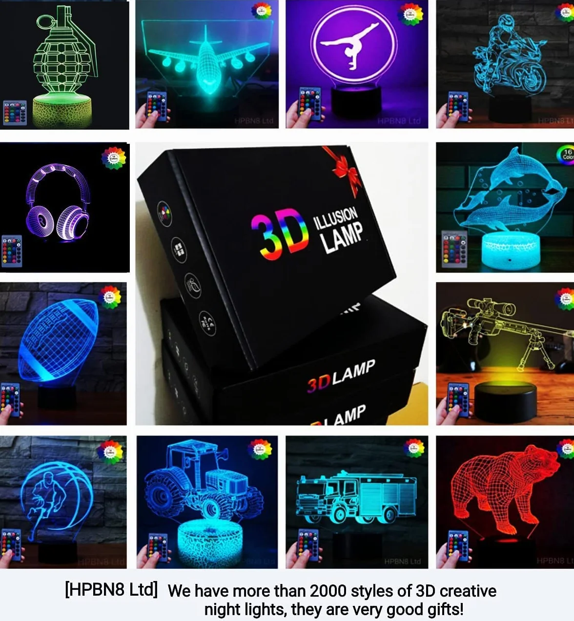 Iluzja optyczna 3D sowa lampka nocna 7/16 zmieniających się kolorów zasilana przez USB pilot zdalnego sterowania przełącznik dotykowy LED lampa 3D Boże Narodzenie urodziny dekoracja pokoju
