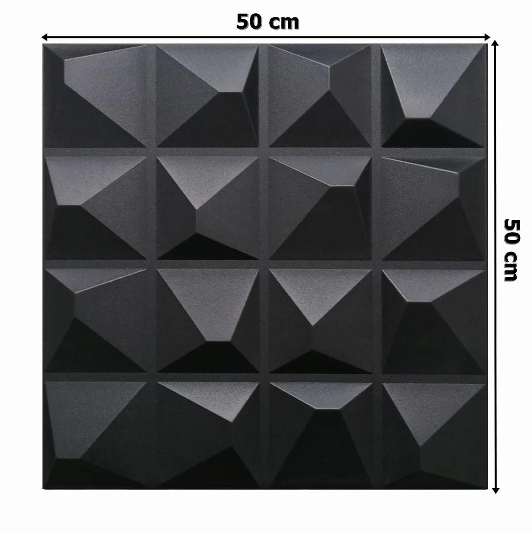 Panele ścienne 3D 50x50 cm EPS czarne 0,25 m² 1 sztuka Deccart