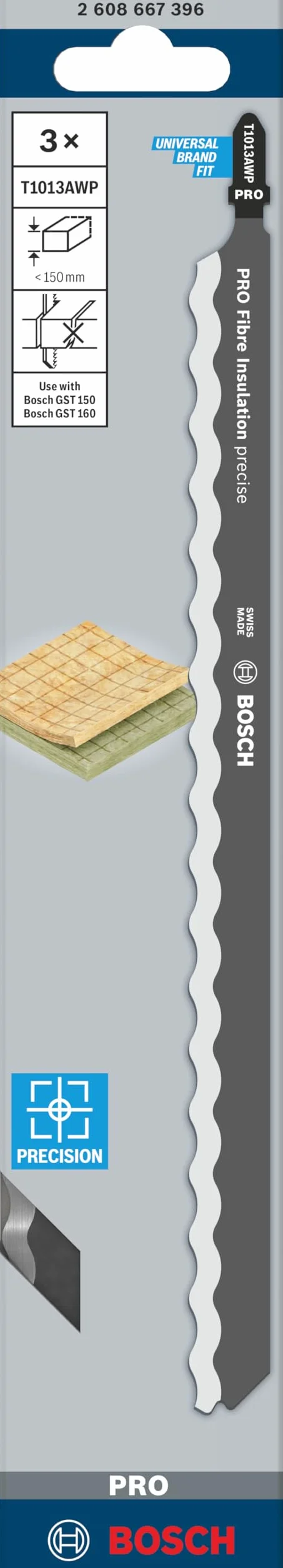 Bosch 3x Brzeszczot do wyrzynarki PRO Fibre Insulation precise T1013AWP 250 mm