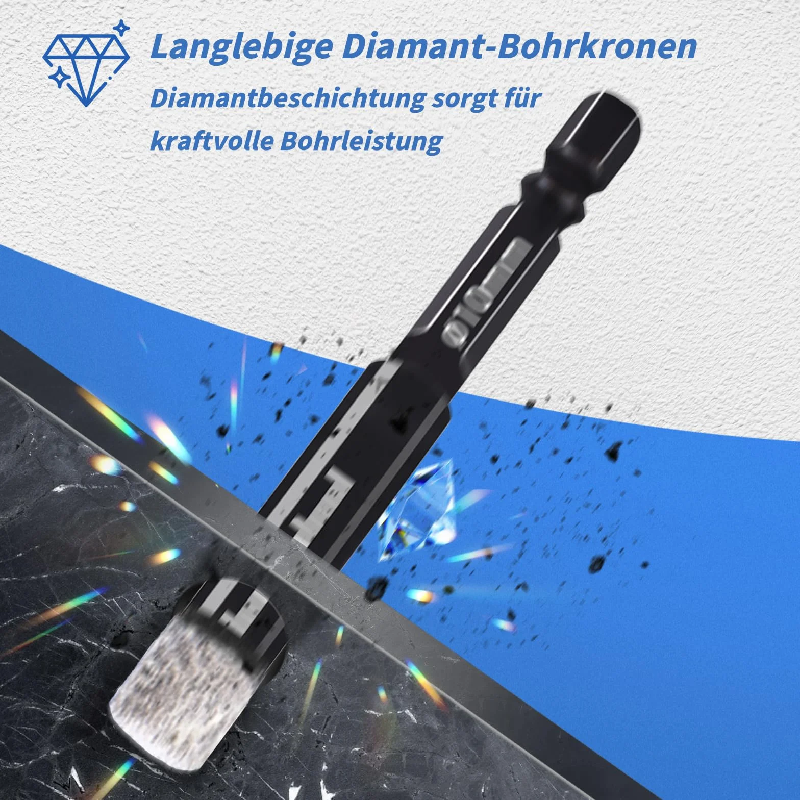 Wiertło Diamentowe 6mm Trzpień Sześciokątny do Kamionki Ceramicznej Granitu
