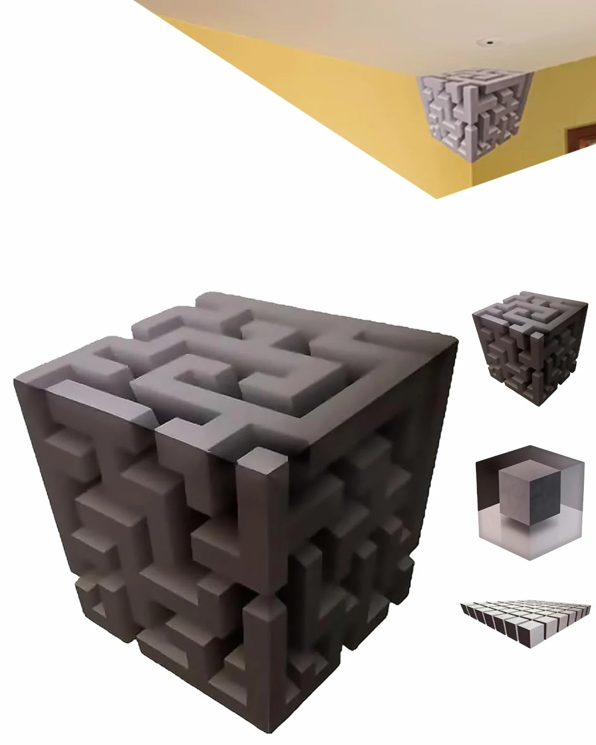 Impossible Corners sztuka ścienna 3D naklejka narożna stereoskopowa naklejka na kostkę graficzny obraz