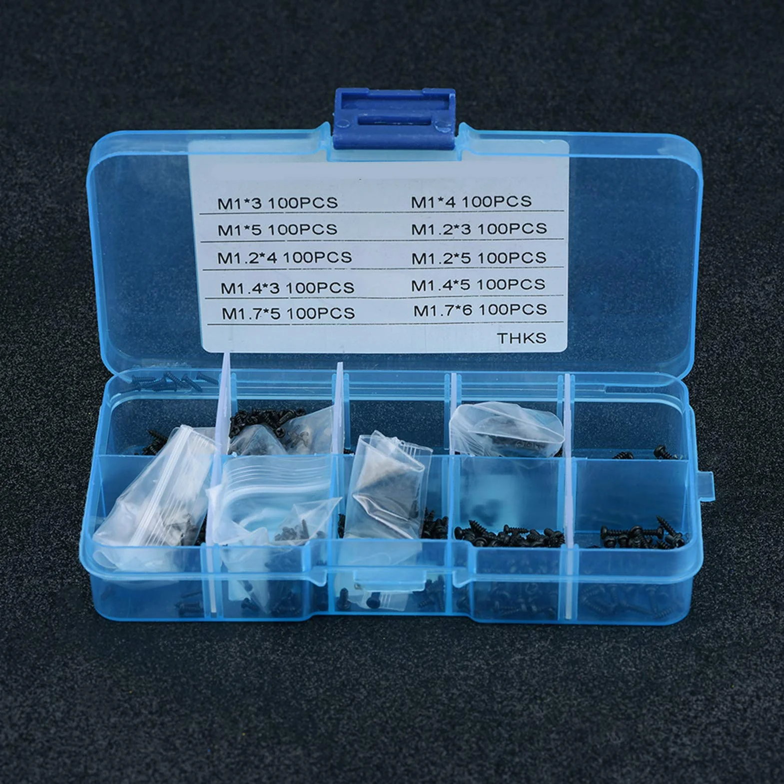 1000-Piece Metric Self-Tapping Screws Assortment Kit M1 M1.2 M1.4 M1.7 Cross Head Screw Set Plastic Storage Container