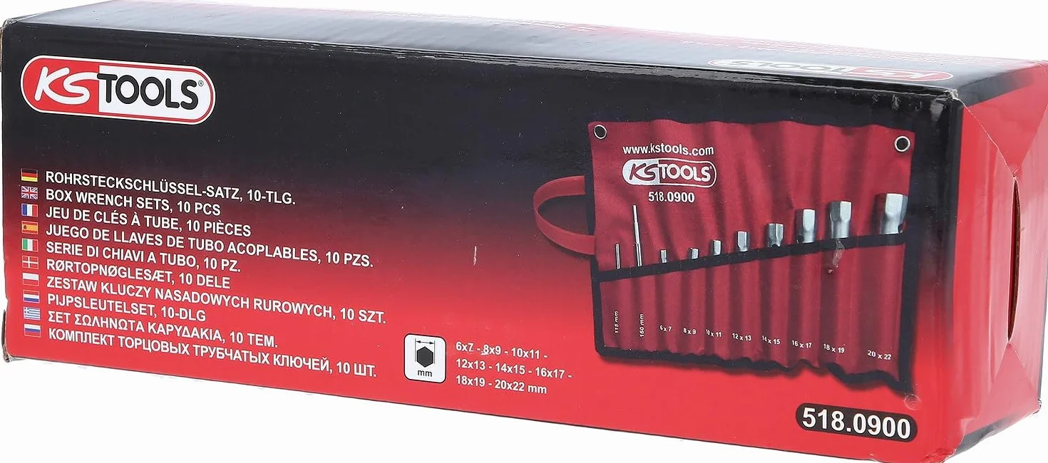 KS Tools Zestaw kluczy nasadowych rurowych 10-szt 6x7-20x22mm