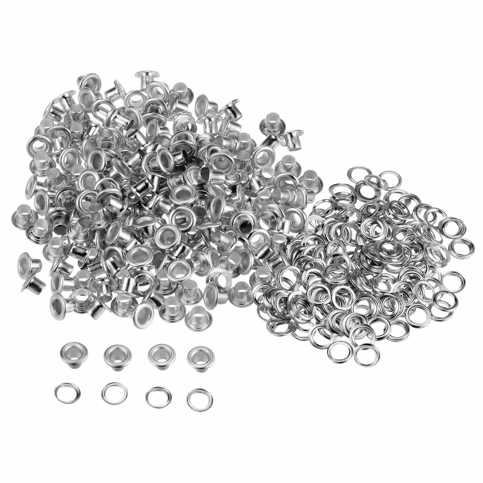 Zestaw oczek metalowych 3 mm 1/8 cala QUARKZMAN 300-częściowy srebrny