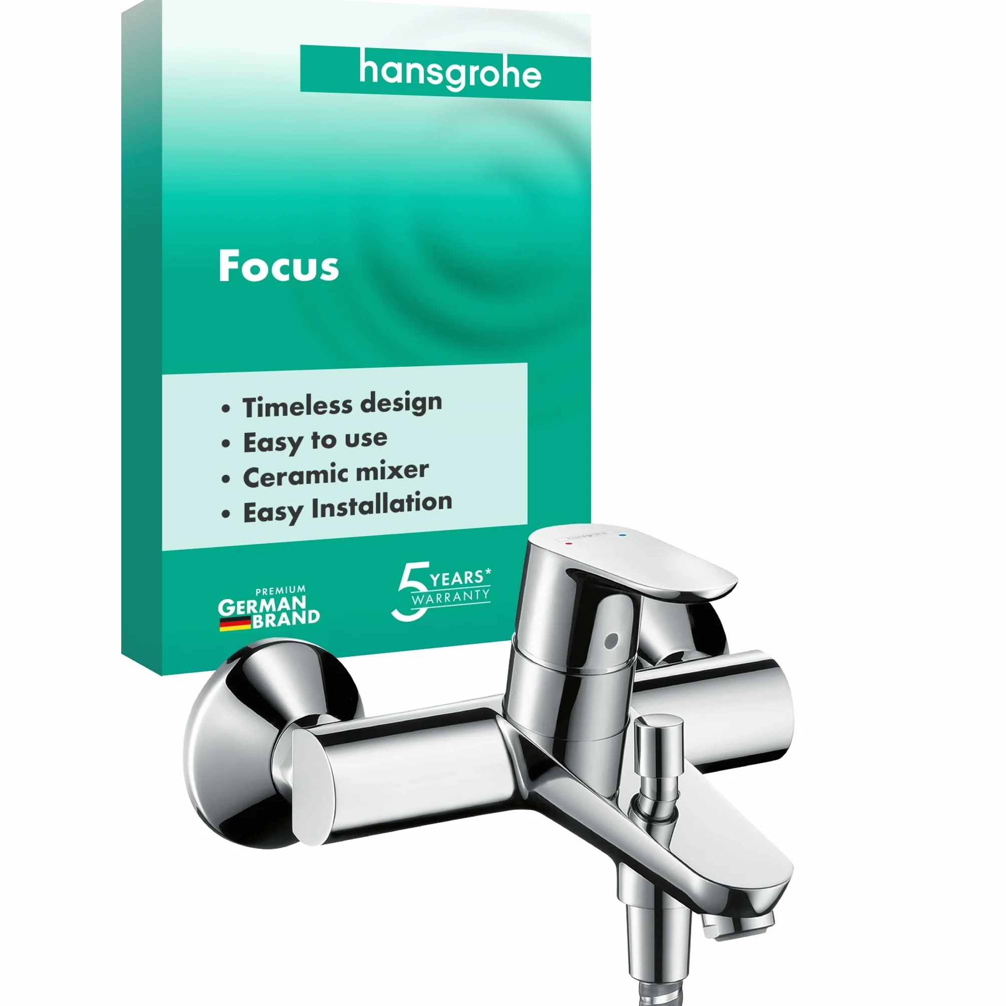 hansgrohe Focus bateria wannowa natynkowa 2 odbiorniki chrom 18 cm 31940000