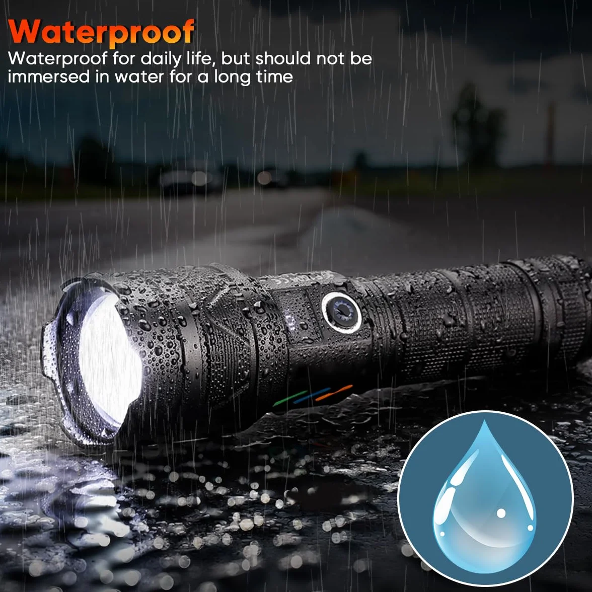 Latarka LED 30000 lumenów 5 trybów LCD regulowana ostrość wodoszczelna EDC Flashlight