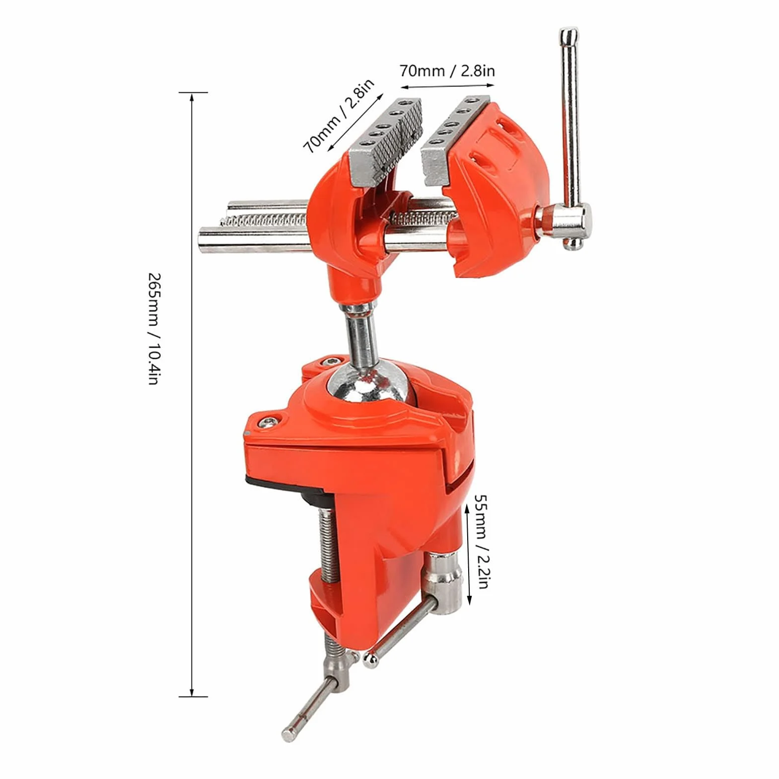 Cocoarm Mini imadło obrotowe 360° regulowane 70 mm imadło zaciskowe z obrotową stopką do prac stolarskich