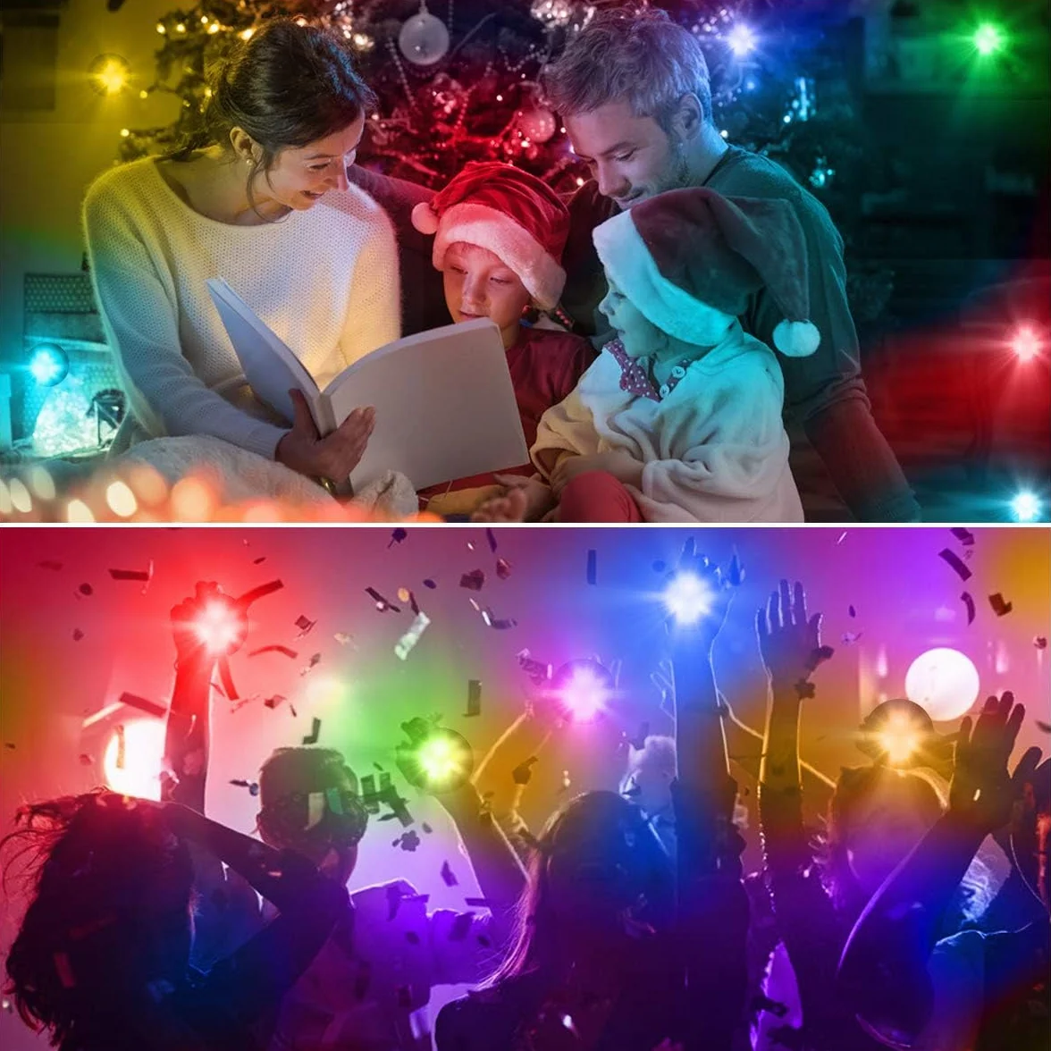 Lampy LED na baterie, 6 szt. Mini naklejka na baterie światło podszafkowe Led do schodów, szafy, szafki podszafki, kuchni, przedpokoju dziecięcego (RGB czarne)