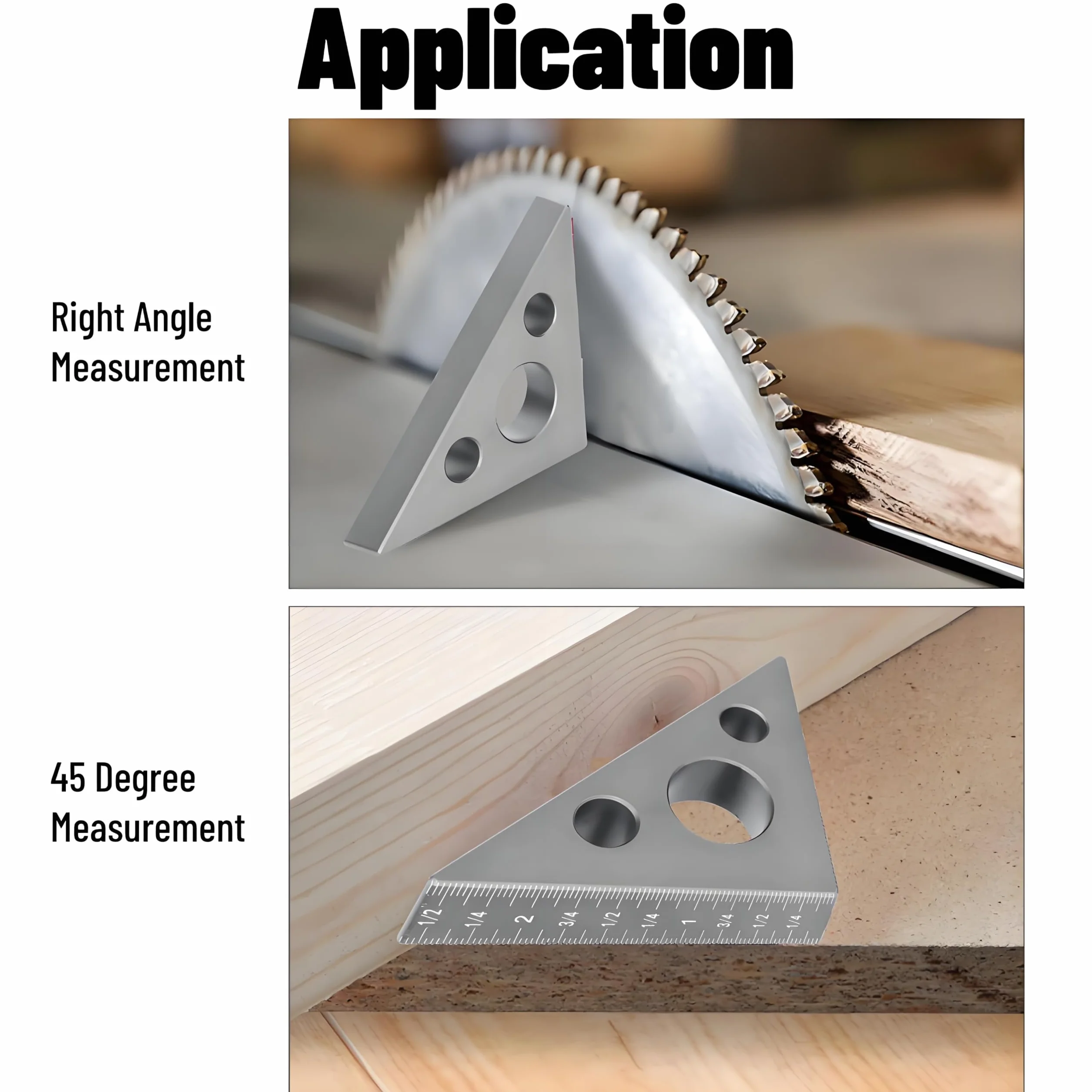Linijka trójkątna ze stopu aluminium 45/90° do obróbki drewna