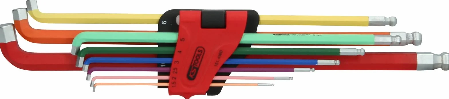 KS Tools 151.4560 Zestaw kluczy kątowych imbusowych 9-szt 108° odgięty