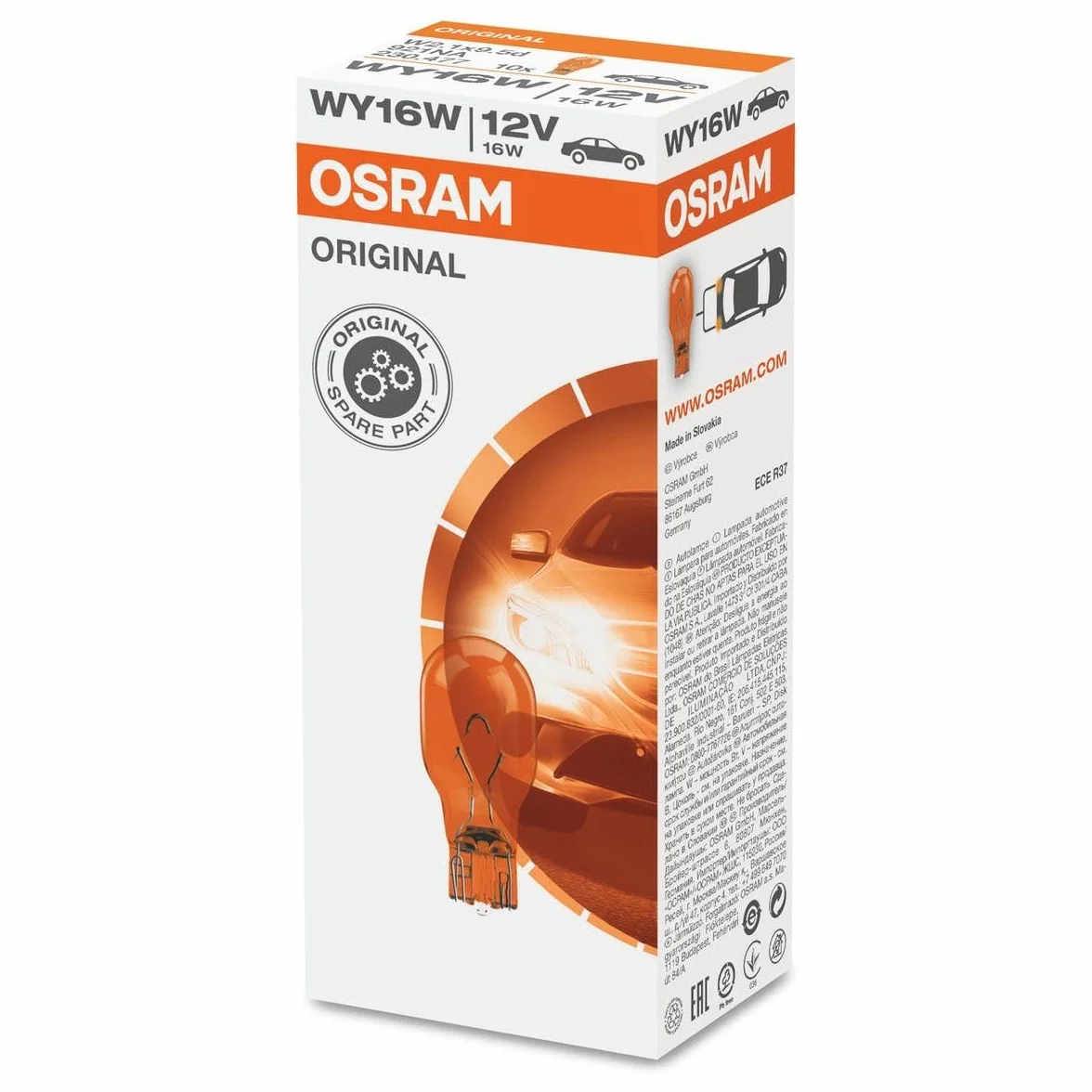 OSRAM Oprawa 921 ze szklaną podstawą zaciskową W16W, 12 V, 10 sztuk