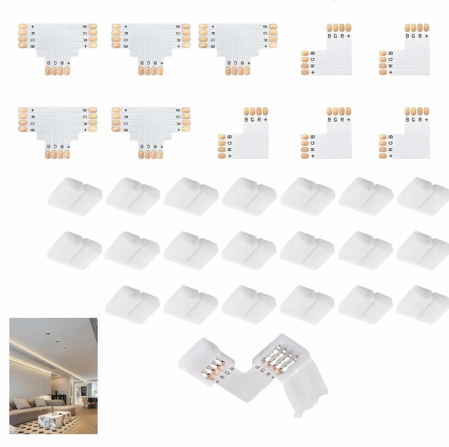 Zestaw złączek LED do taśm świetlnych 30 sztuk 10 mm