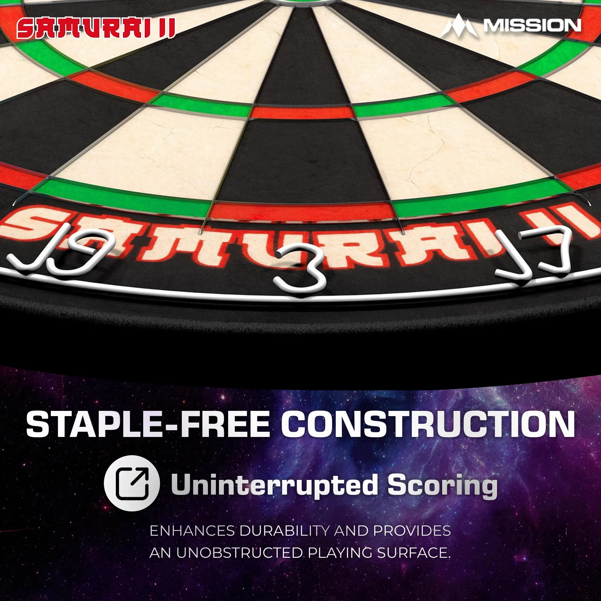 Mission Darts DB023 Samurai II | Profesjonalna tarcza w standardzie zawodowym do rzutek, z ultracienką konstrukcją drucianą i odpornymi na blaknięcie kolorami