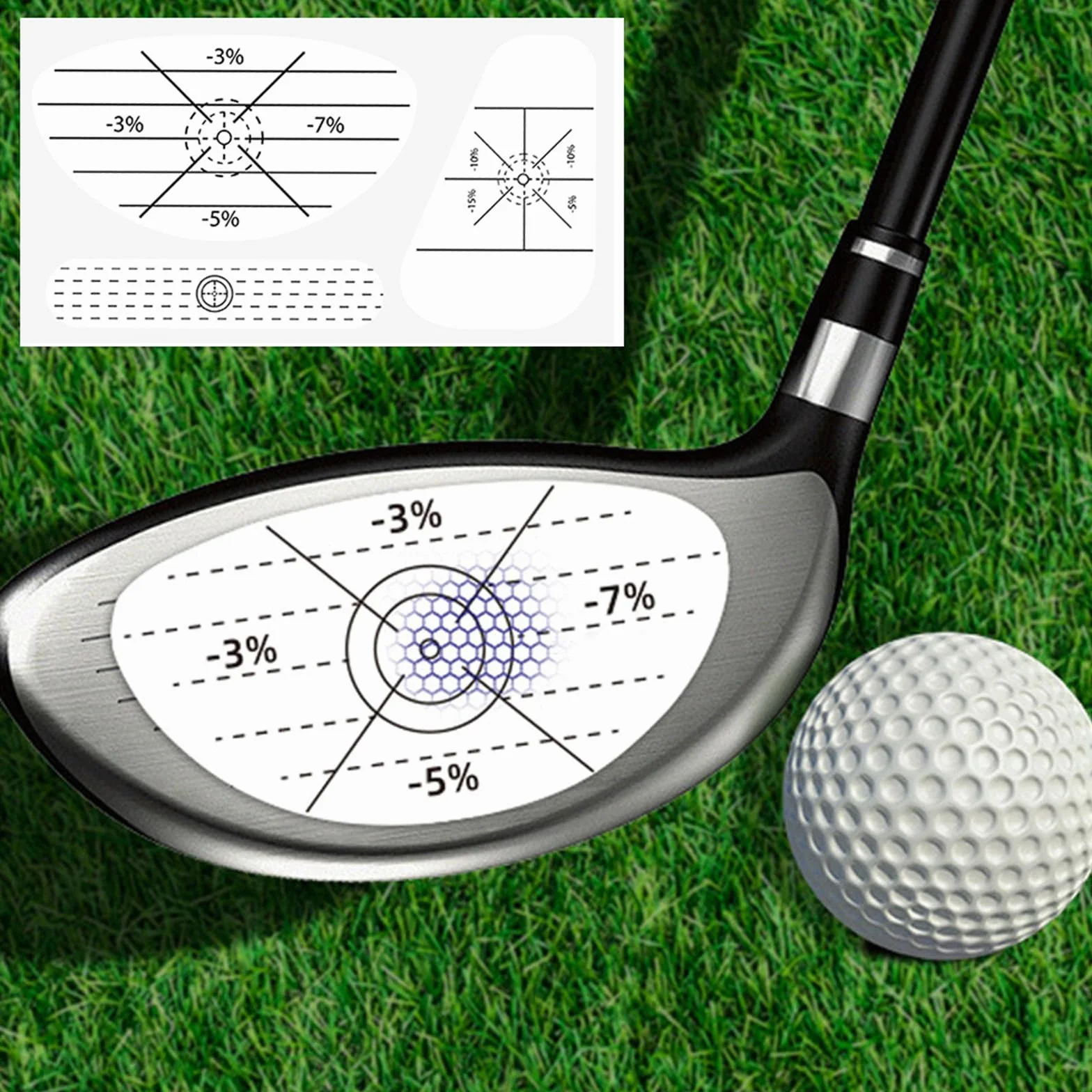 120 naklejek na kije golfowe, 40 x 3 sztuki taśm golfowych, pomoc treningowa i samoucząca się naklejka, odpowiednie do żelaza, drewna i puttera, pomoc w ćwiczeniach
