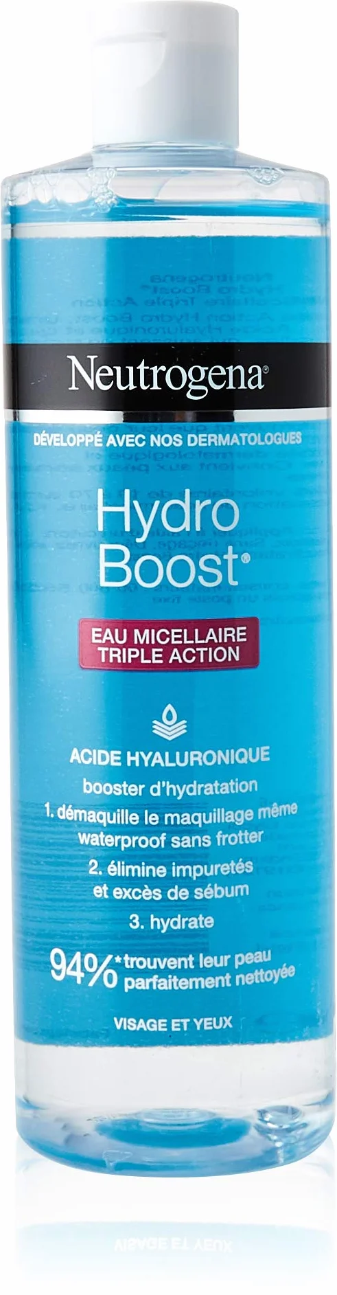 Neutrogena Hydro Boost Potrójna woda micelarna z kwasem hialuronowym, do twarzy i oczu, 1 butelka z pompką 400 ml