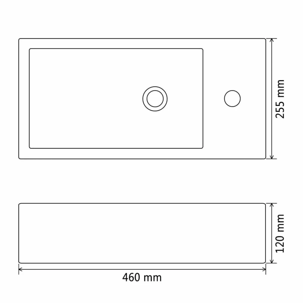 vidaXL Umywalka prostokątna z otworem na kran 46x25,5x12 cm czarna