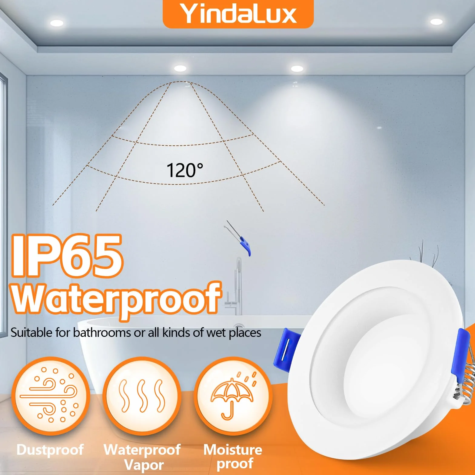 Reflektor LED do zabudowy ściemnialny 5 W IP65 68 mm 500 lm 3000 K 4000 K 6000 K wpuszczany łazienkowy