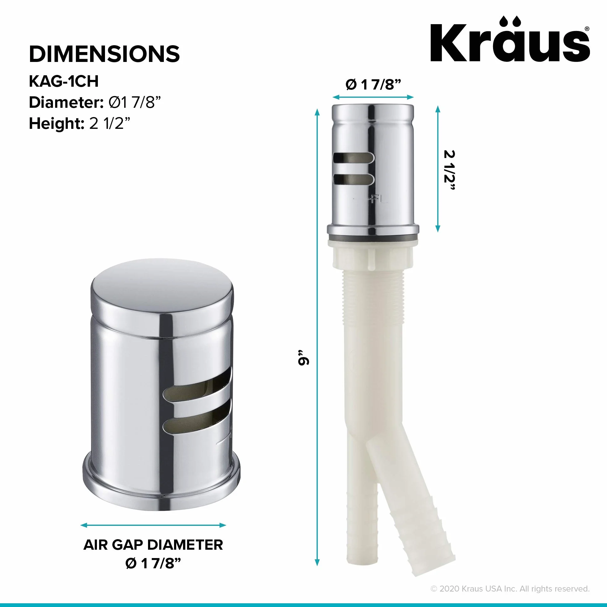Kraus Bolden KPF-1610CH-KAG-1CH bateria kuchenna ze szczeliną powietrzną 45,7 cm chrom