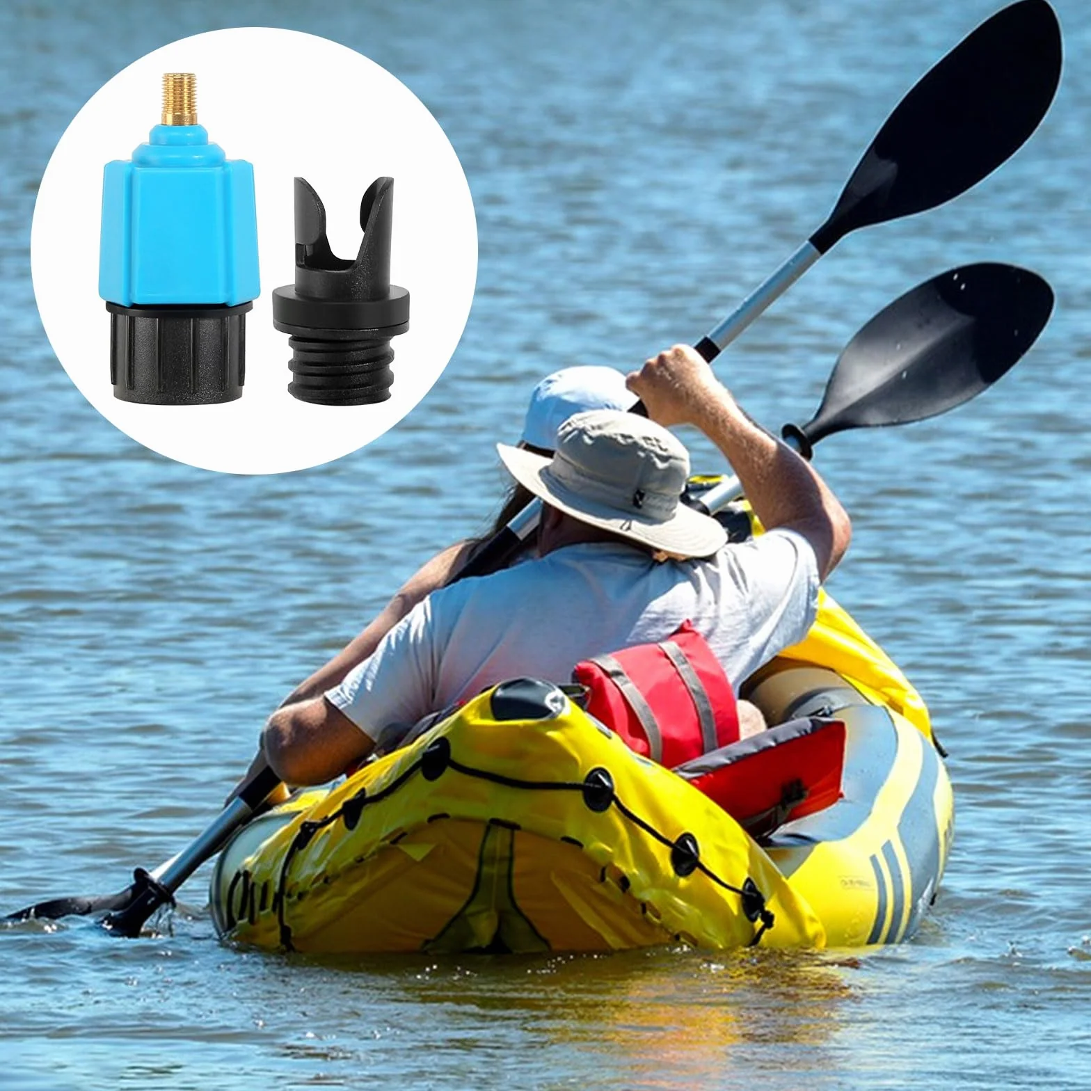 Adapter pompy SUP, adapter do pompy, adapter do pompy, konwerter z 4 dyszami gazowymi, adapter do zaworu SUP, Schrader, adapter do wentyli do pontonów, Stand Up Paddleboard, akcesoria do łóżka