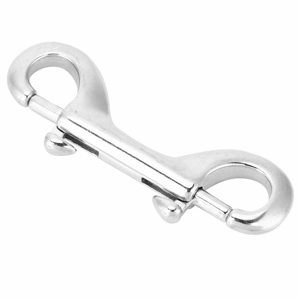 Tbest Double-End Hak do nurkowania, Double-End Klips ze stali nierdzewnej Hak Snap-śruby Trwały hak wiosna klamra do nurkowania, srebrny