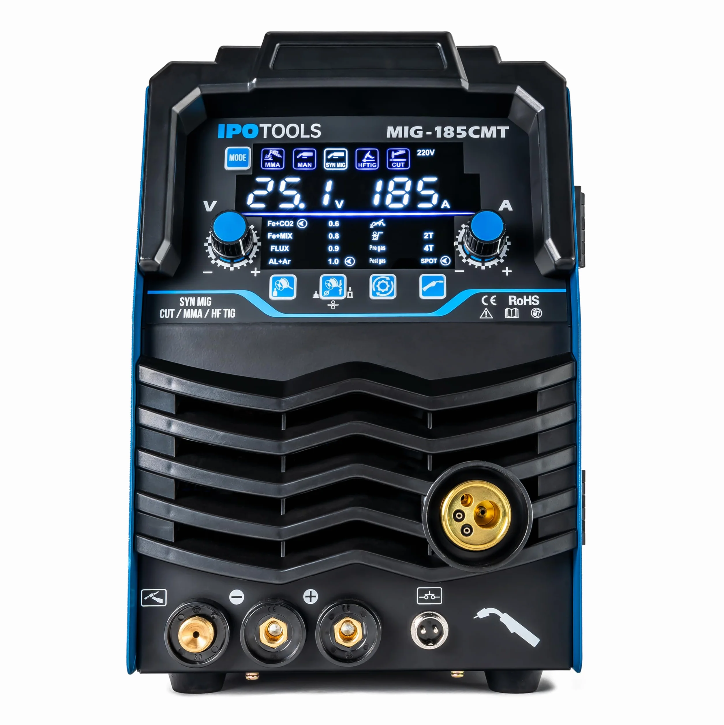 Spawarka kombinowana MIG-185CMT 7 w 1 WIG MIG MAG z przecinarką plazmową 45 A Synergic Inverter 185 A Flux MMA 230 V