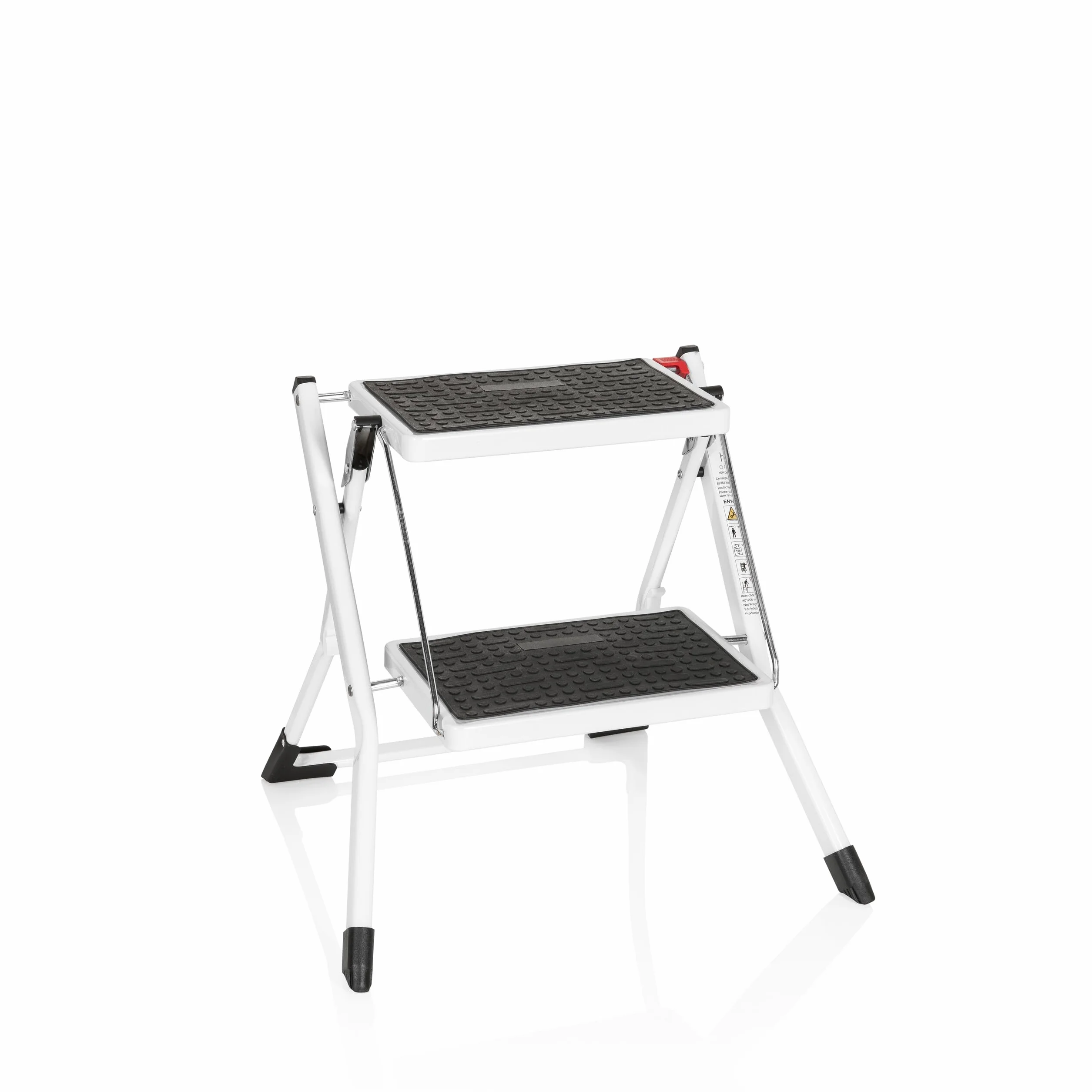 hjh OFFICE 801200 składany stopień 2-stopnie SOLID W1 obciążenie 150 kg biały srebrny