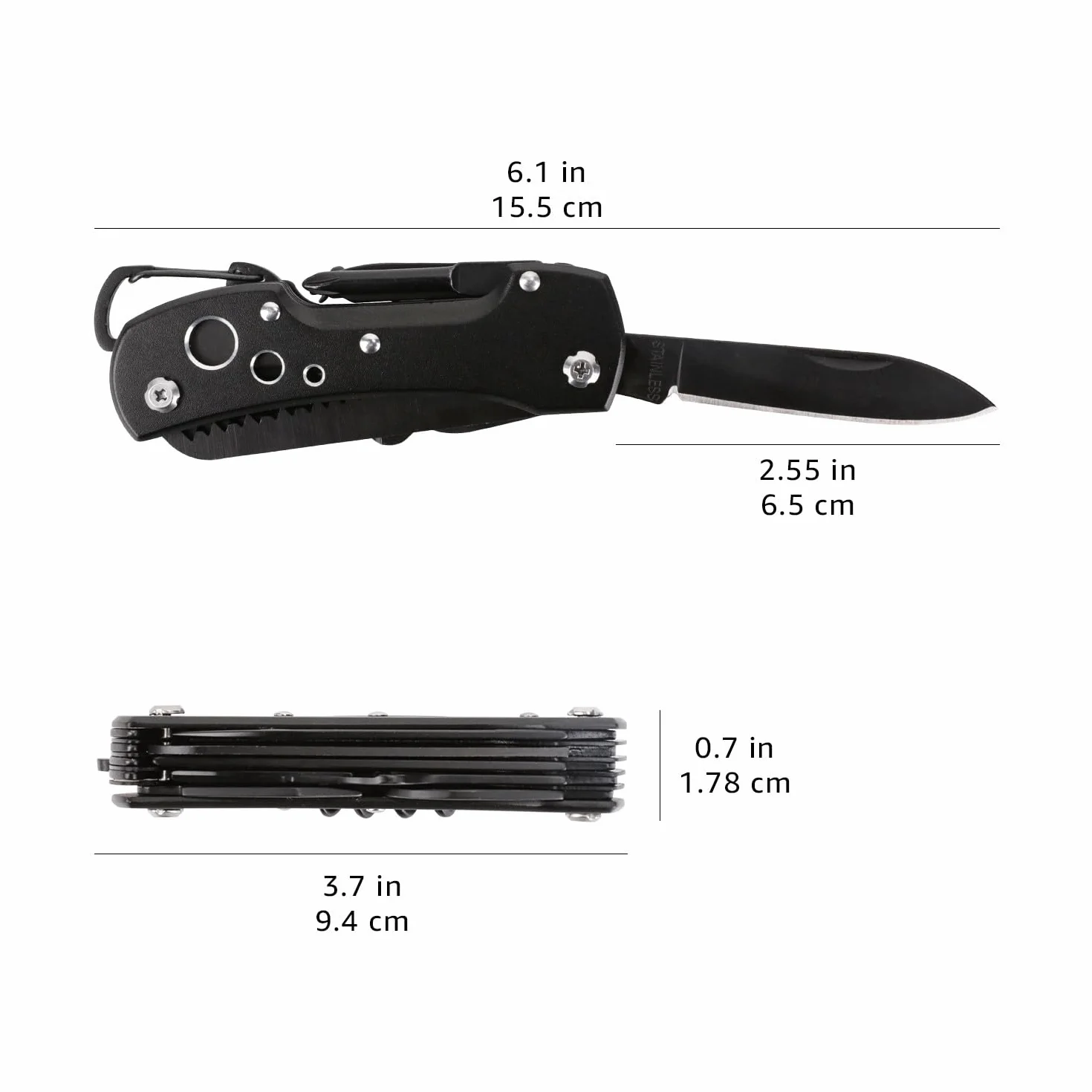 Amazon Basics scyzoryk wielofunkcyjny 15 w 1 czarny z etui