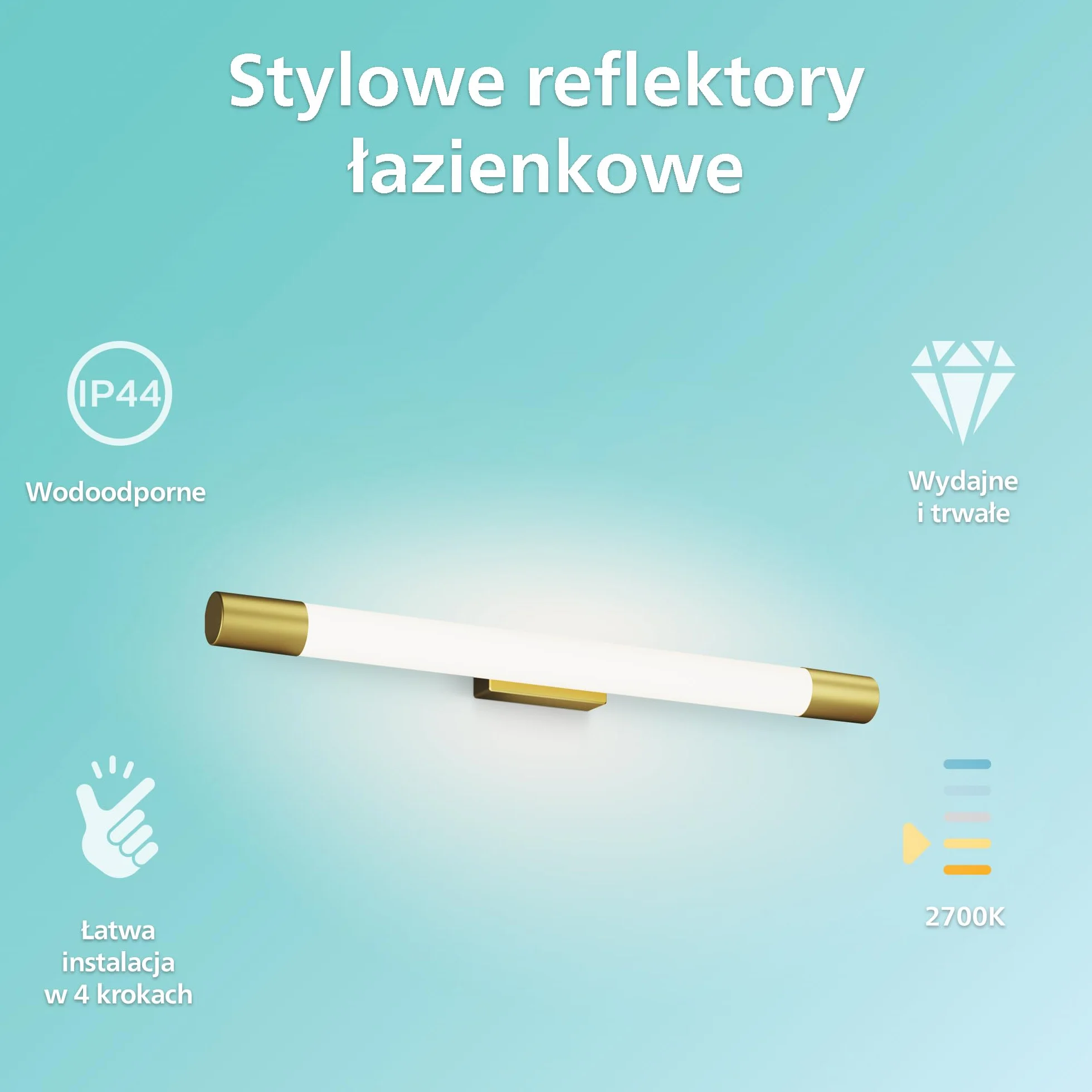 Philips LED Lampa Łazienkowa Rover Okrągła 10W 1500lm 2700K IP44 Wodoodporna Mosiądz