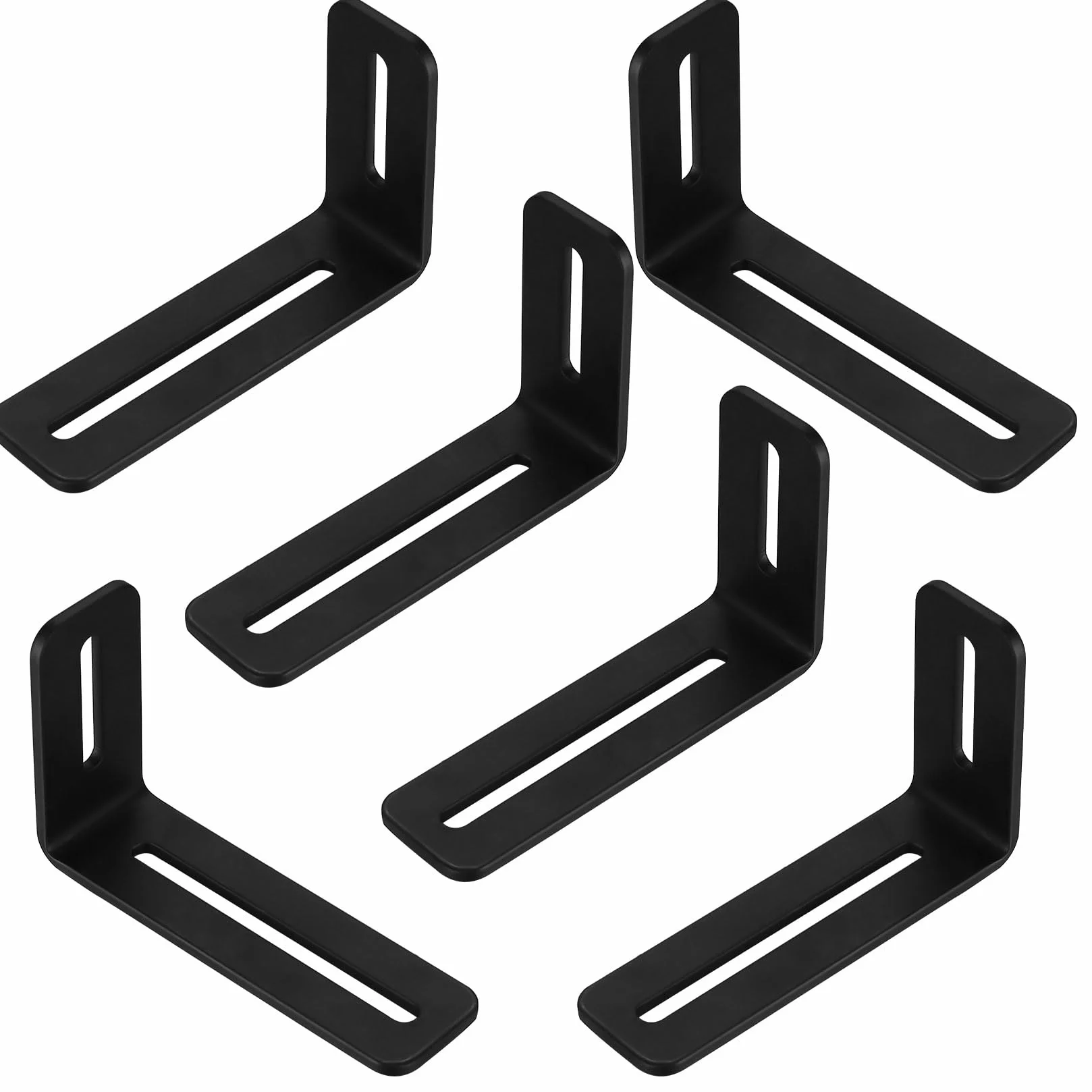 Regulowane wsporniki kątowe L do mebli 6 sztuk (101+60)x30 mm grubość 3 mm kąt 90 stopni