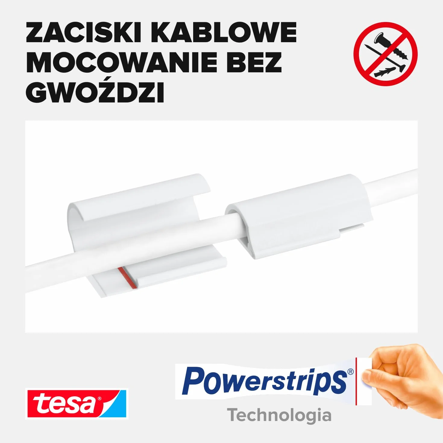 Tesa Powerstrips Opaski Kablowe Biały 3 x 5 sztuk