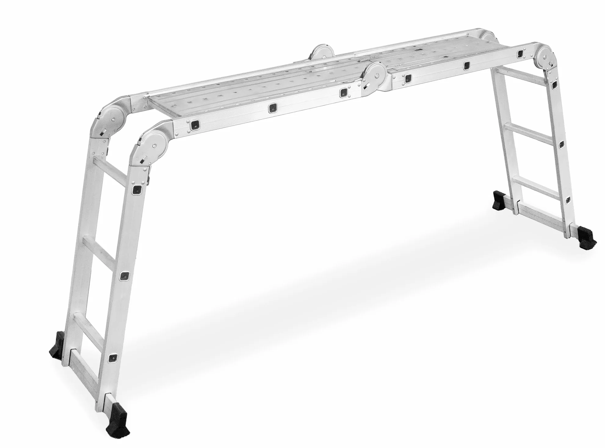 DRABEST Drabina przegubowa aluminiowa składana wielofunkcyjna 4x3 + PODEST 125 kg 0,33 x 0,9 x 0,25 m